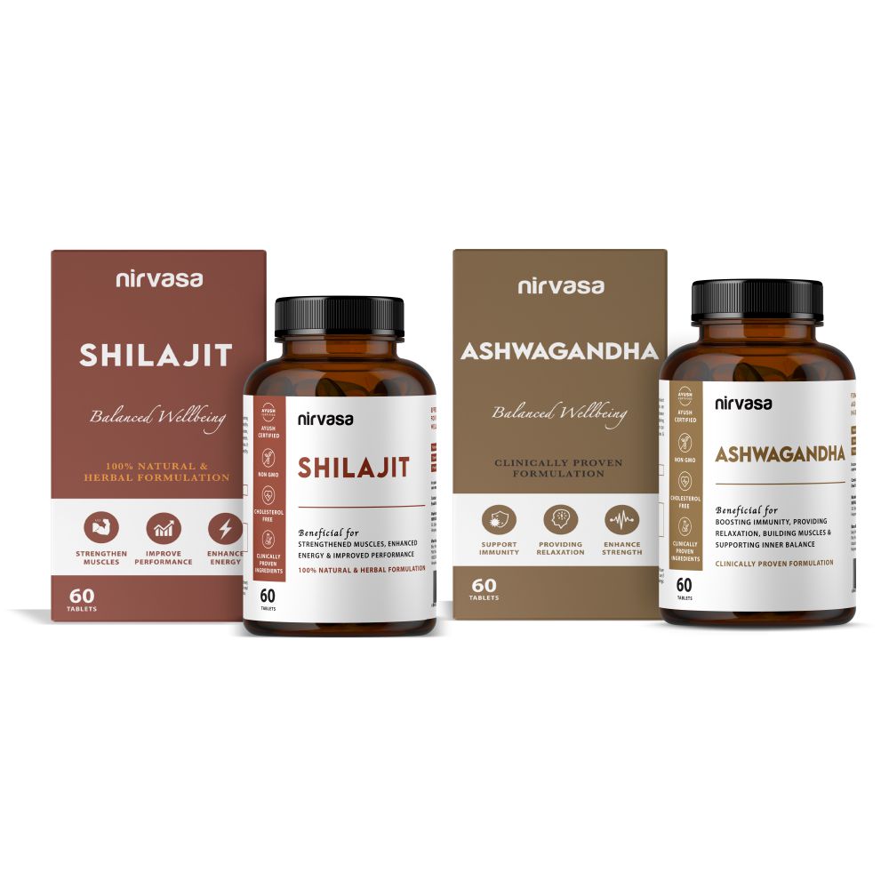Buy shilajit and ashwagandha tablets combo online at best price nirvasa