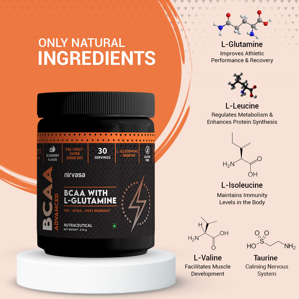 BCAA Advanced Powder & L-Carnitine Effervescent Tablets Combo NIRVASA BCAA Advanced Powder & L-Carnitine Effervescent Tablets Combo NIRVASA