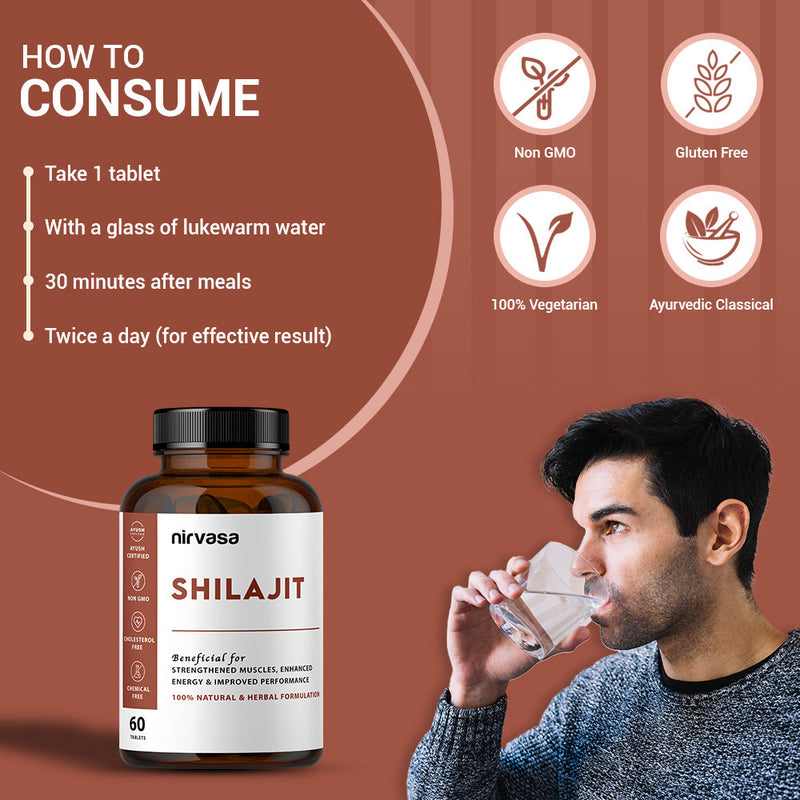 Nirvasa Pure Shilajit Tablet (60 Tabs) (Buy 1 & Get 1)