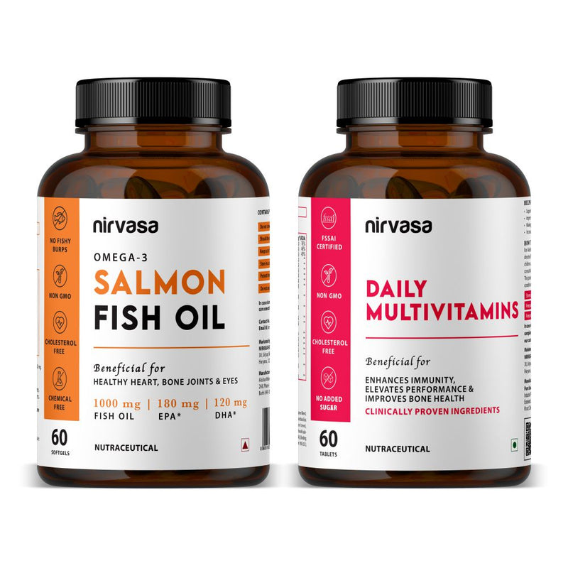 Salmon Fish Oil & Daily Multivitamin Tablets Combo